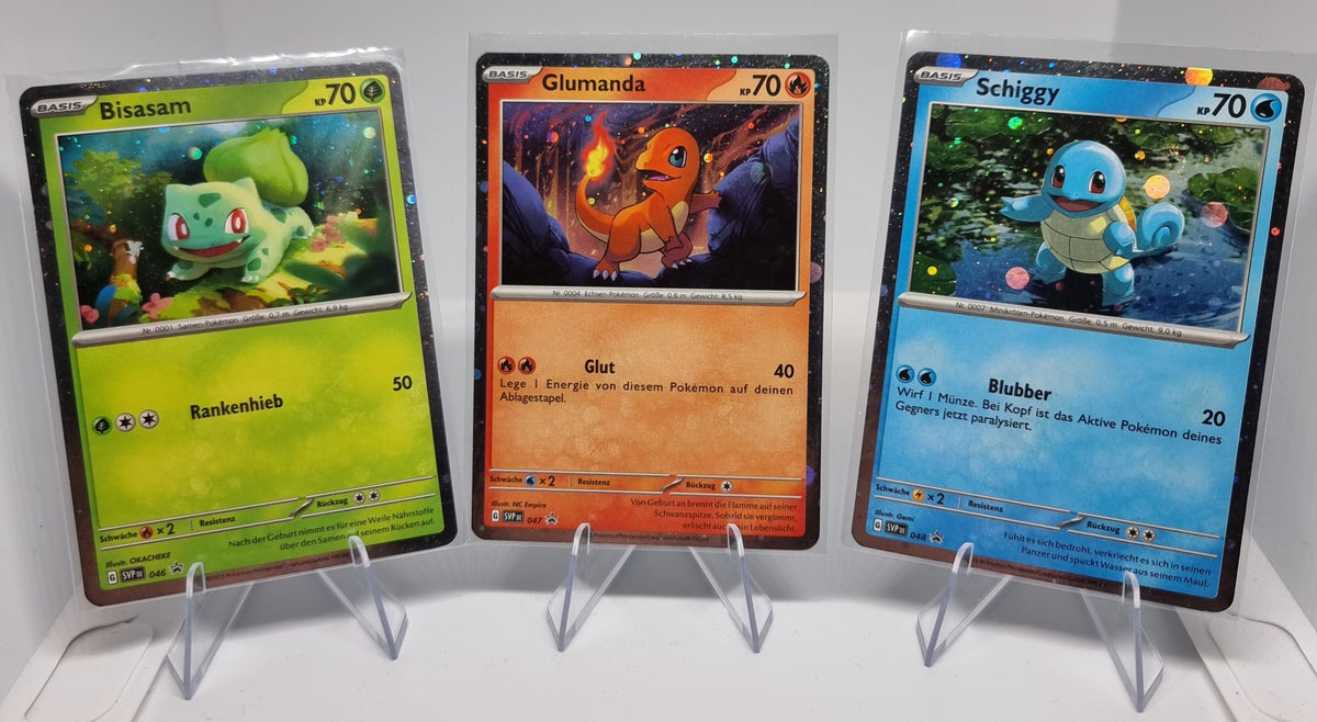 Pokemon Glumanda Schiggy Bisasam Holo | 151 Promo | SVP046/047/048 DE NM